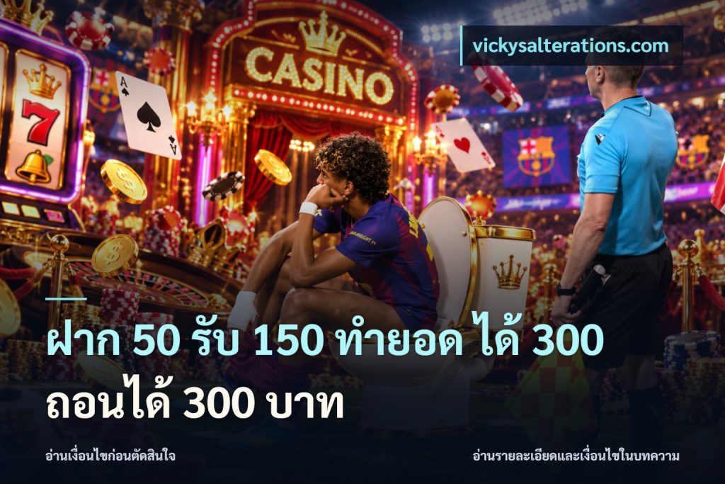 ฝาก 50 รับ 150 ทํายอด ได้ 300 ถอนได้ 300 บาท
